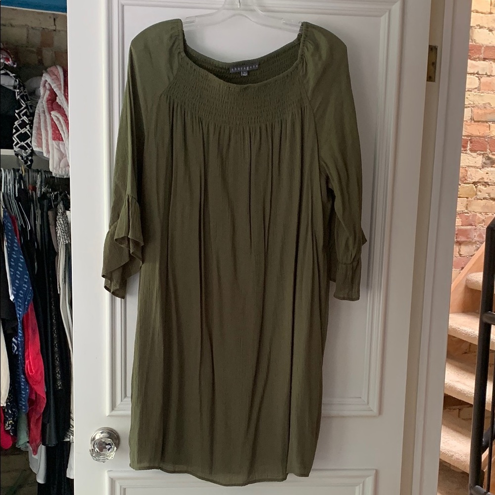 Sharagano Olive Green Summer Plus-Size Dress